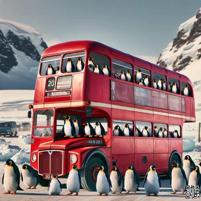 London bus driving penguins around antarctica
