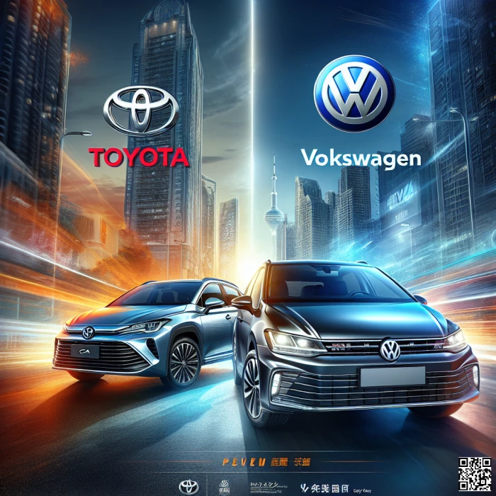 Toyota and Volkswagen's together in one  poster with latest cars 
