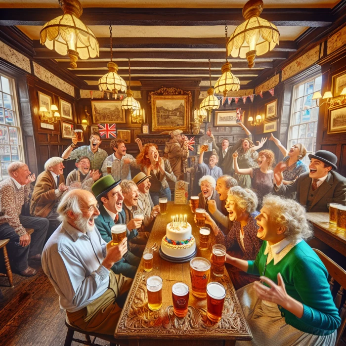 Birthday party in a British pub 