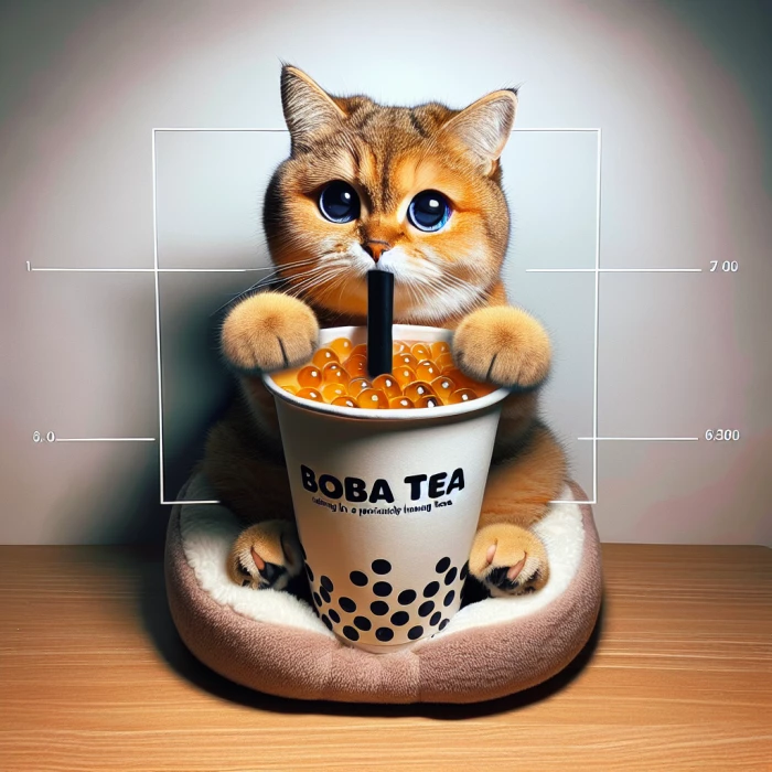 Cat drinking boba