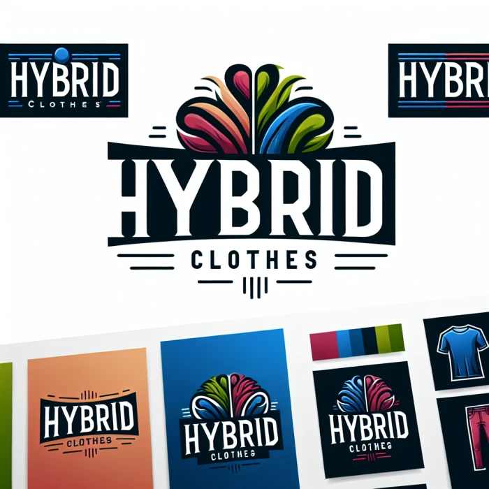 A logo for a brand called hybrid clothes and use the word hybrid