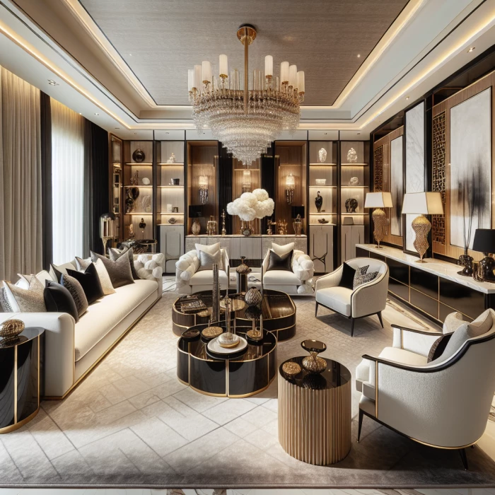 a living room with dior 
branded 
furniture 


