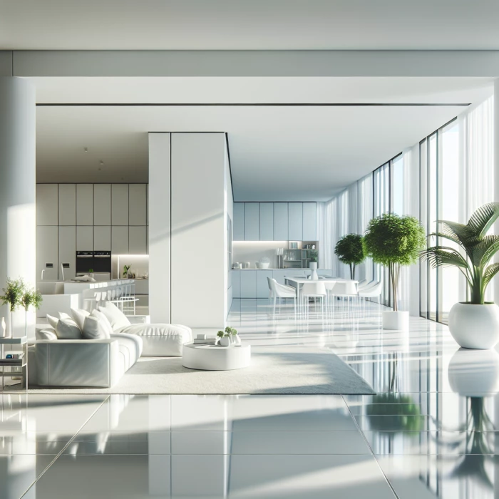 luxury white interior of a modern house 