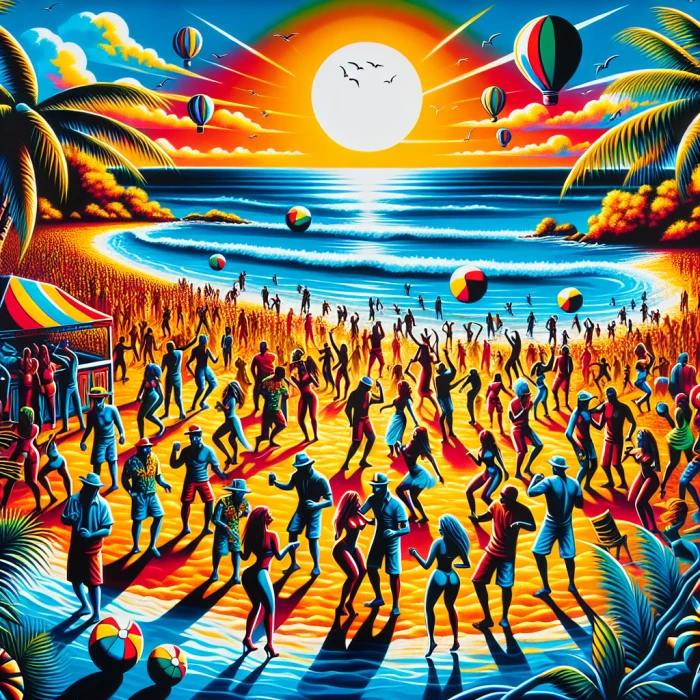 Sol y paya  reggaeton art work una fiesta en la playa

