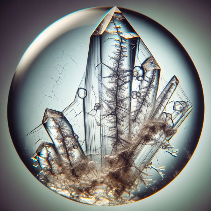 image of primary and secondary fluid inclusion trapped in quartz
