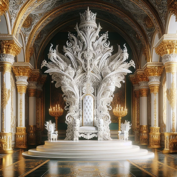 Large white gleaming throne