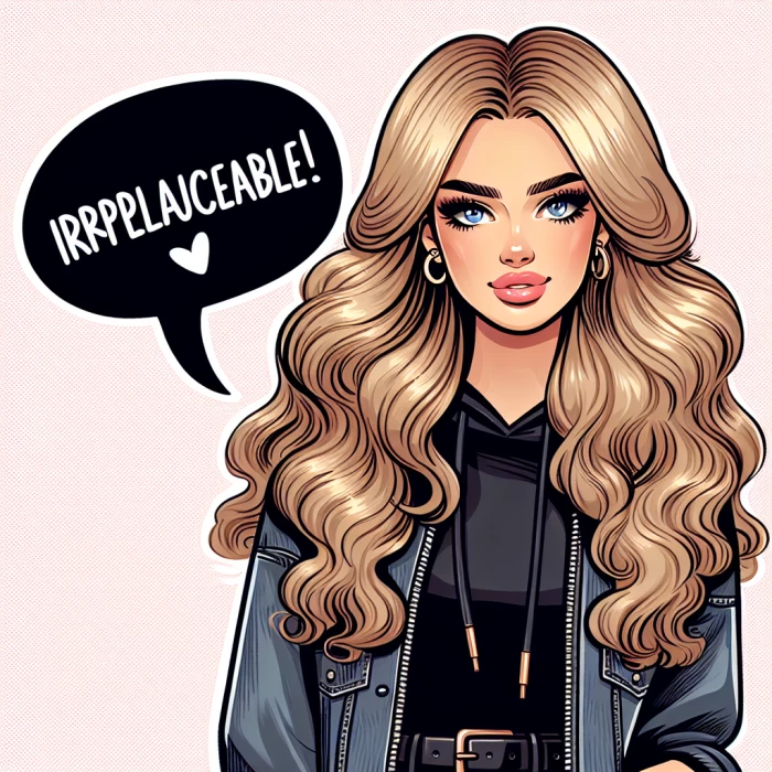 Picture of Beyonce with a speech bubble saying 'Irreplaceable!'
