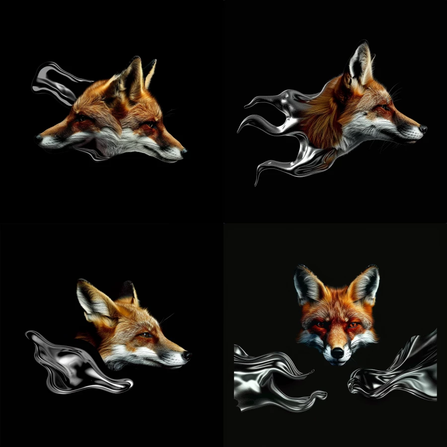 floating Fox head on a black background 