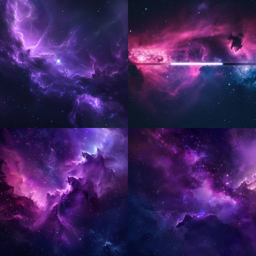 infinite loading bar with cosmos in the background. Purple nebulae with start