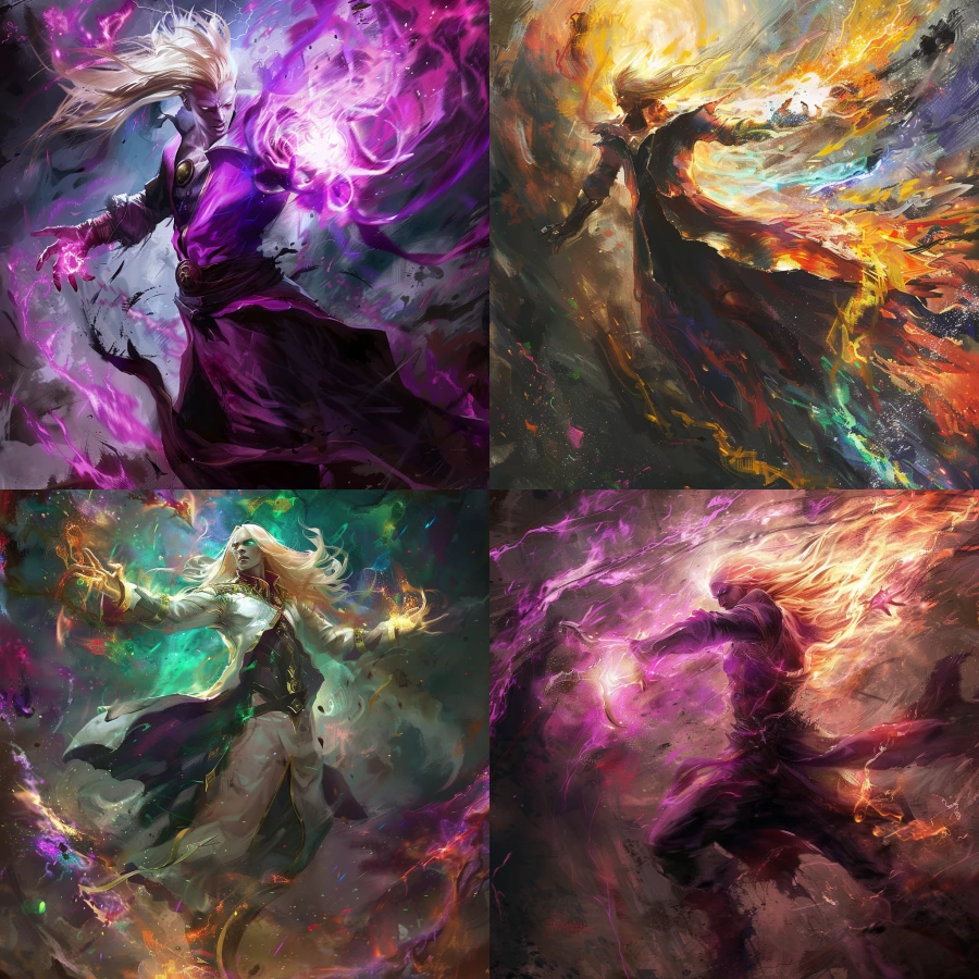 invoker from GAME dota 2 in action, like a painting 