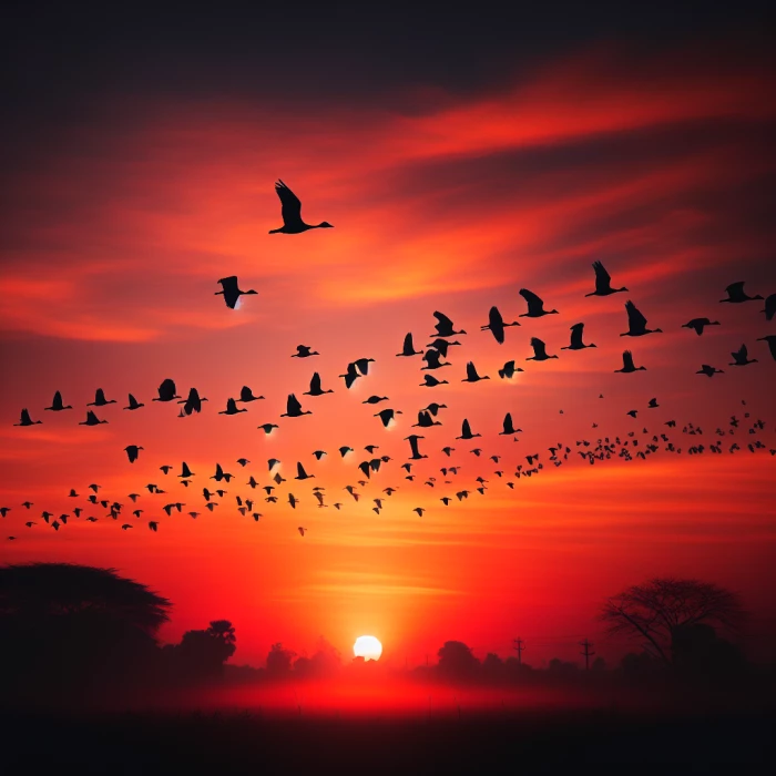 Birds and sunset