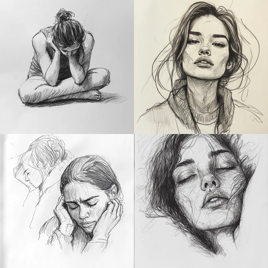 Struggles of women easy sketch 