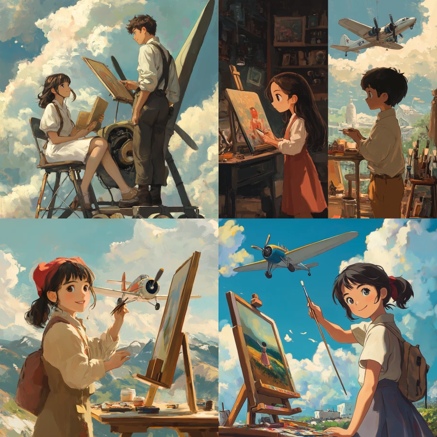 If studio ghibli made a movie about a girl who is a painter and a boy who is a pilot