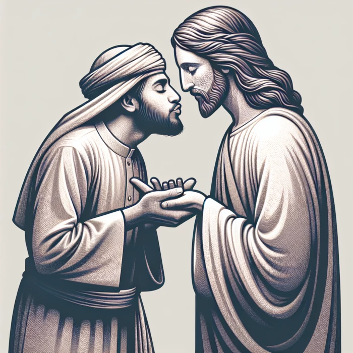 Muslim man kissing jesus christ