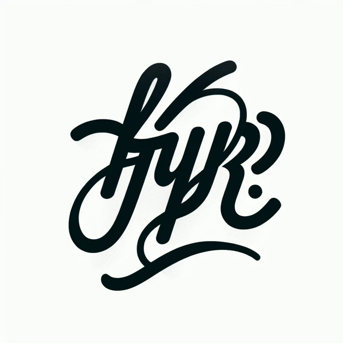 A logo that says Hyr in a cursive handwritten font, black text white background