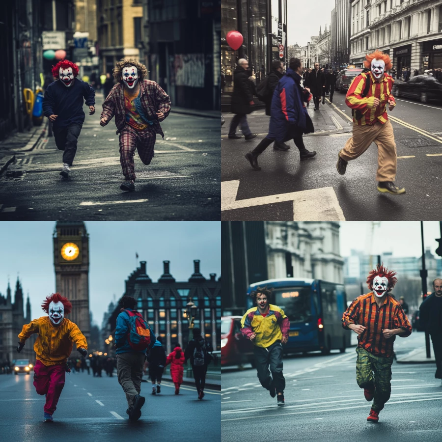 Random dude running around london with a clown 