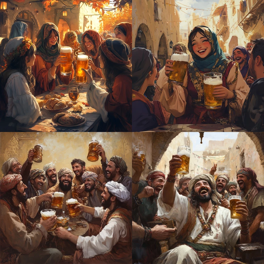 October fest with but everyone is an happy arab drinking beer and spreading around 