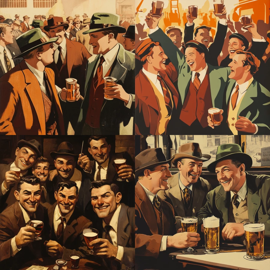 Pub crawl poster, for a lads weekend, 1930's style