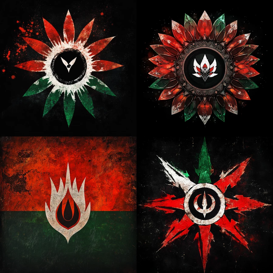 create a hungarian flag with defqon1 logo in the middle 