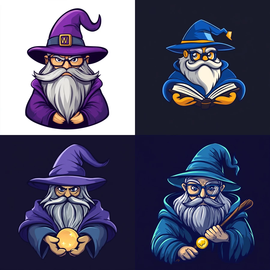 create a mascot logo for website development company: wizards of web (use wow as an abbreviation
) 