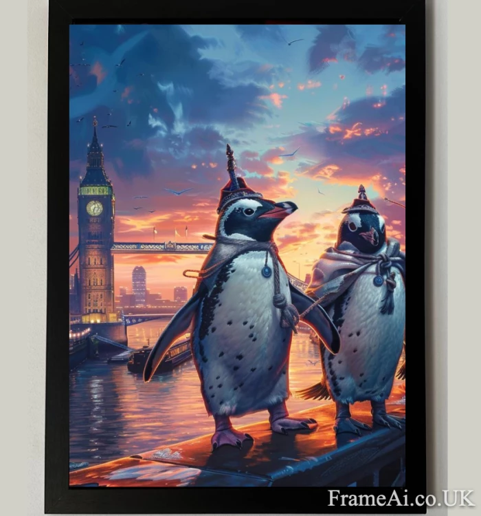 Penguins with London Bridge