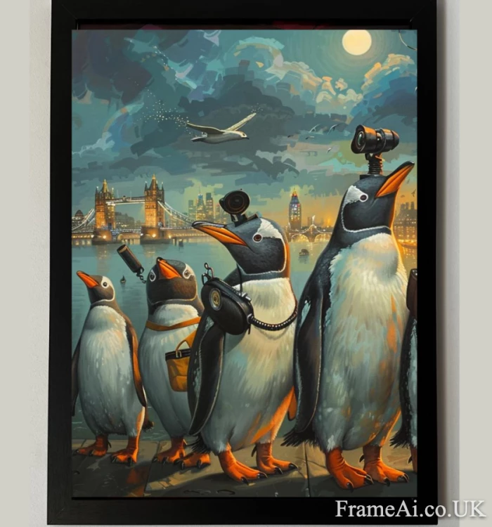 Tower Bridge Evening penguins A2 Print and Frame